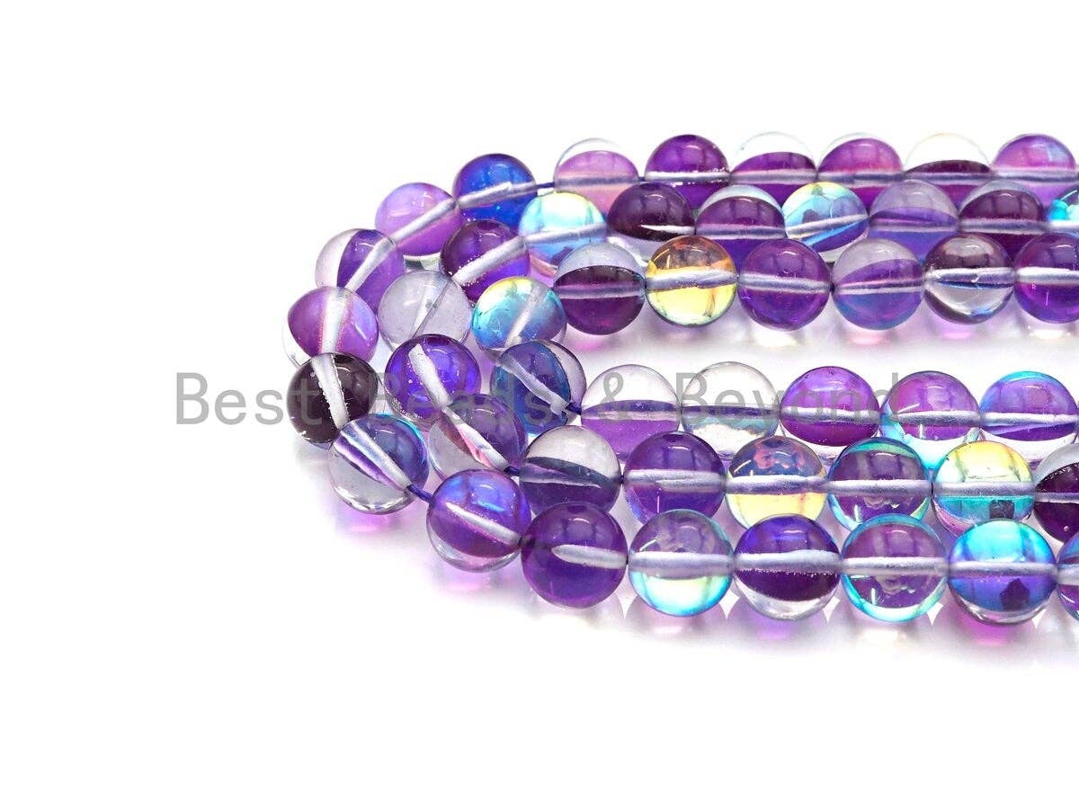 NEW Color!! Violet Spectrolite Quartz, High Quality in Round 6mm/8mm/10mm/12mm, Manmade Crystal beads, 15.5inch strand, SKU#U832