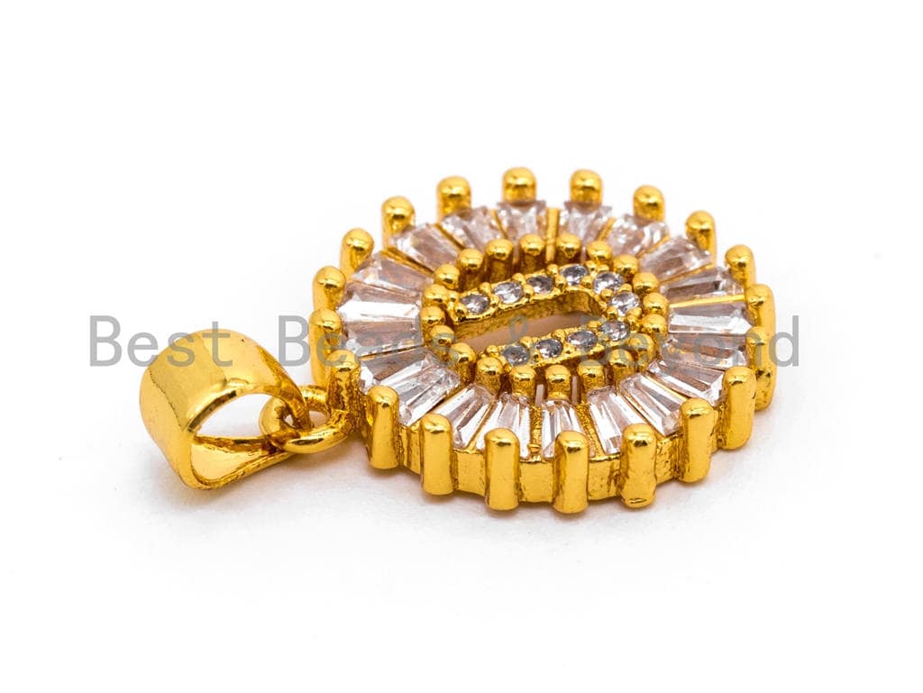CZ Micro Pave Initial Letter U/ Letter V/Letter W Charm/Pendent,Cubic Zirconia Pave Alphabet  Pendent, Gold/Silver Finish,16x18mm, sku#Z238