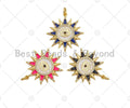 Colorful Enamel Pave Evil Eye On Sunflower Shape Pendant, Gold Enamel Flower Pendant, CZ Micro Pave Enamel Jewelry Findings,25x27mm,Sku#L443