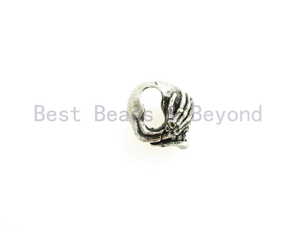 Antique Style Skull Bead, Paracord Survival Bracelet Beads,Keychain Lanyard Making Beads,Men's Jewelry Findings,9x9x10mm,sku#Y113