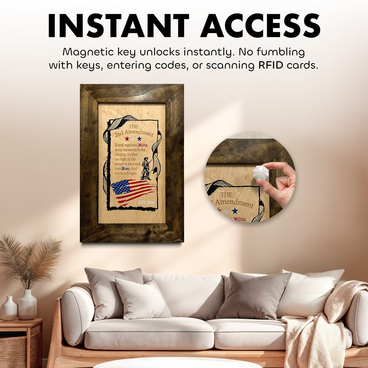 2nd Amendment Gun Safe - Wall Mounted Decorative Secure Gun Cabinet