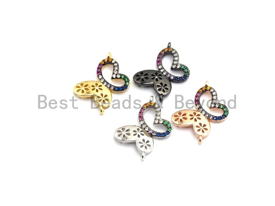 CUTE Colorful CZ Micro Pave Butterfly Connector for Bracelet/Necklace, Link Connector, Spacer Connector, 12x15mm,sku#E421