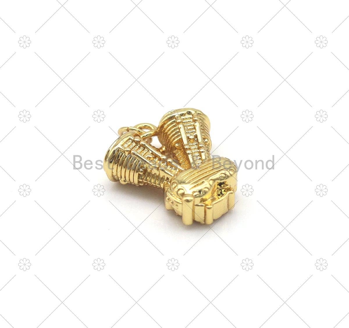 CZ Micro Pave Hand Grip Shape Pendant, Silver/Gold/Black Grip Strength Device Charm, Necklace Bracelet Charm Pendant, Sku#Y547
