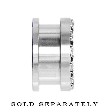 18mm Stainless Steel Black Clear Gem Screw Fit Tunnel
