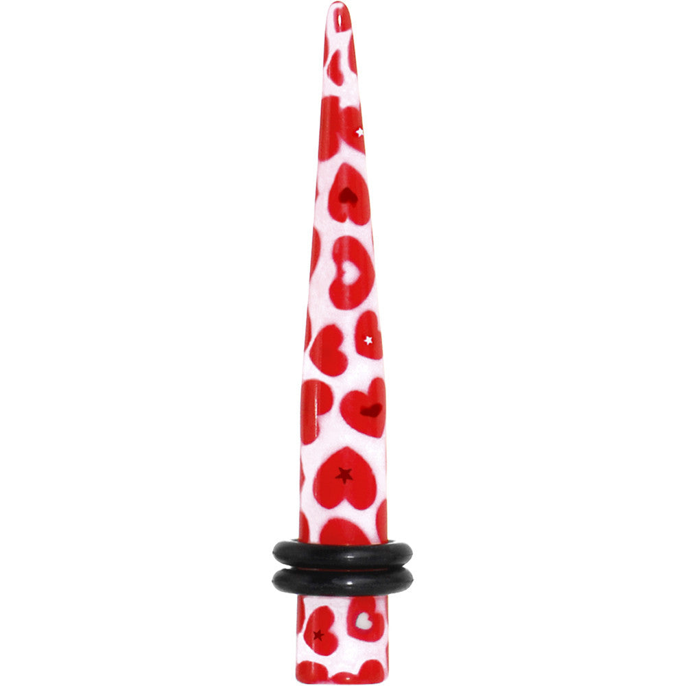 2G Lovely Red Heart Acrylic Ear Taper