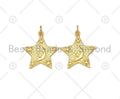 CZ Micro Pave Cresent Moon Star On Five Point Star Shape Pendant,18K Gold Filled Star Charm, Necklace Bracelet Pendant, 25x24mm,Sku#Z1388