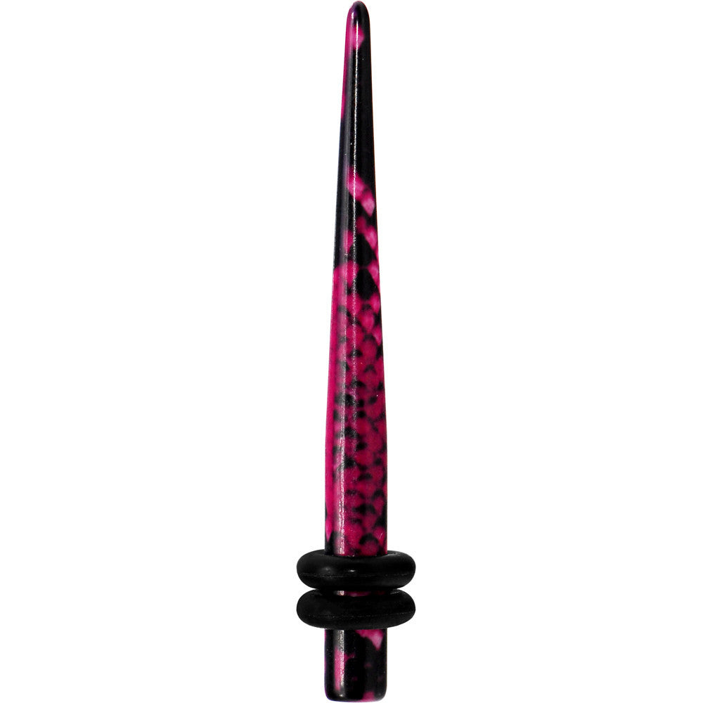 8G Pink Snake Skin Acrylic Taper