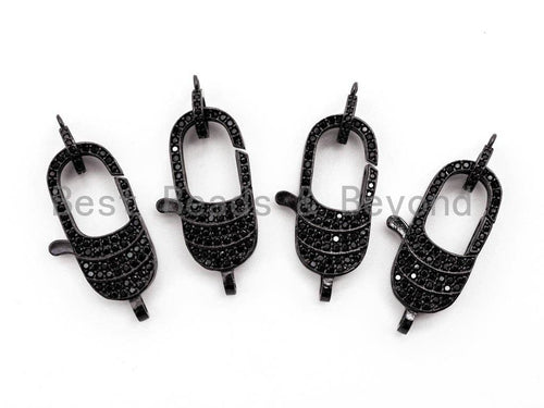 Black CZ Pave On Black Micro Pave Lobster Claw Clasp, Cubic Zirconia Clasp, 11x29mm,sku#H115