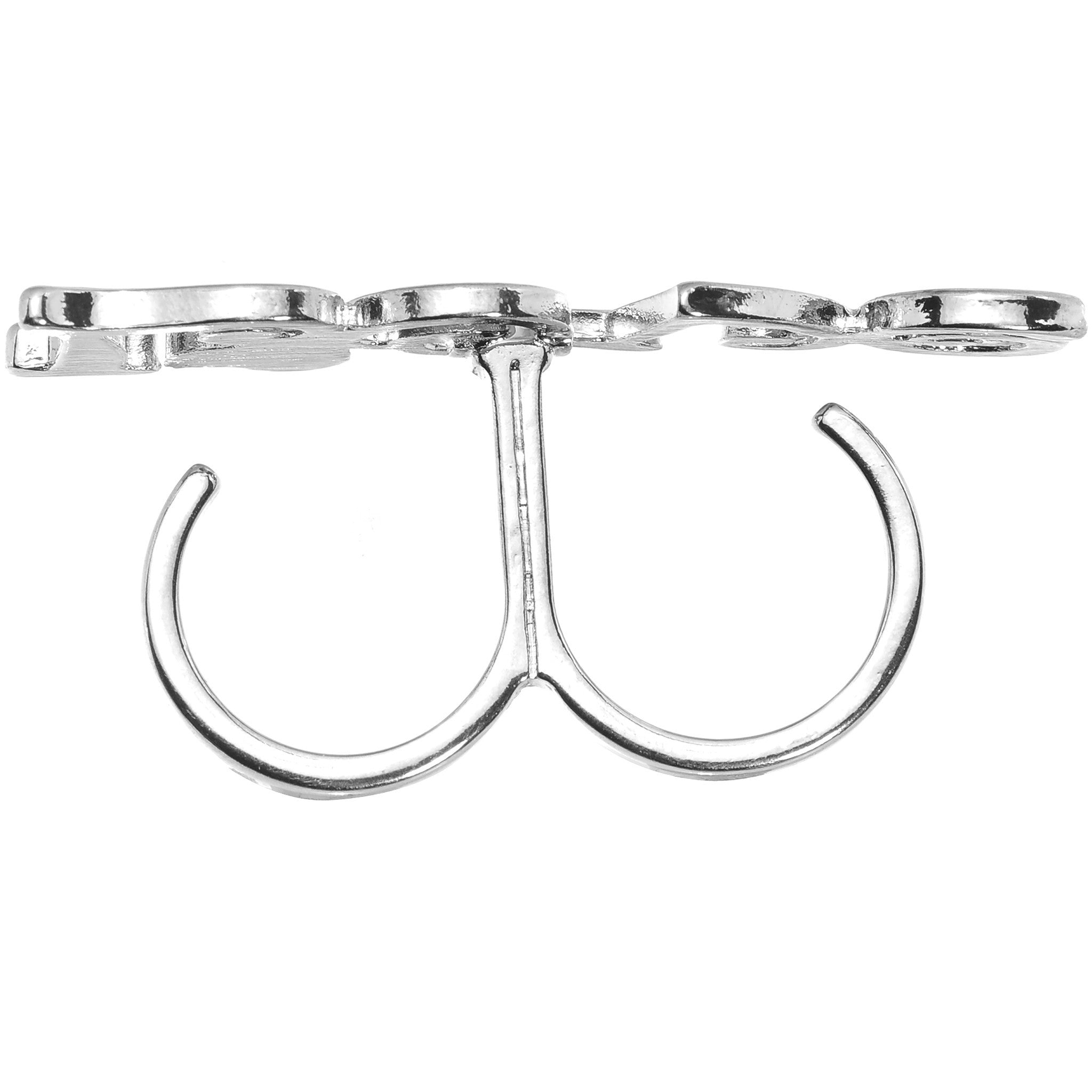 Gun Metal Color Love Heart Double Finger Ring