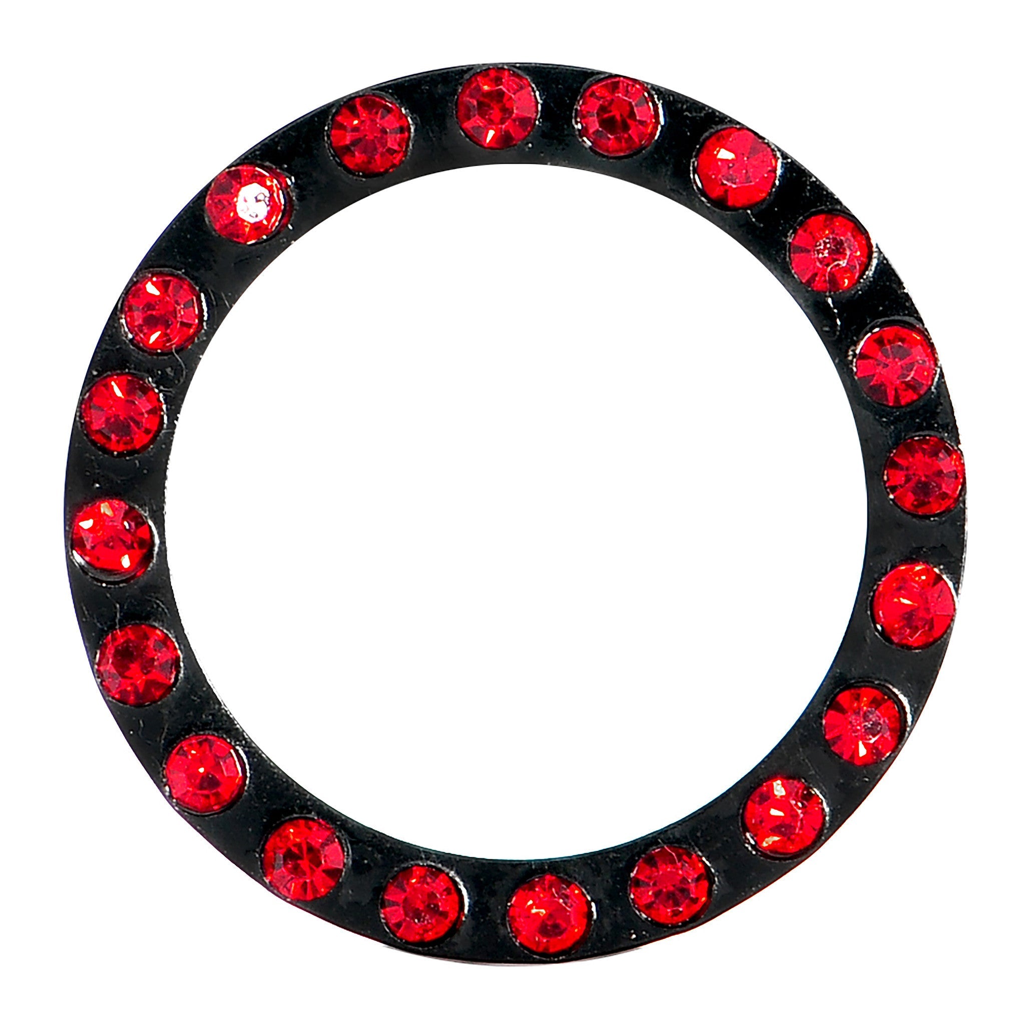 18mm Black Anodized Titanium Red Gem Screw Fit Tunnel