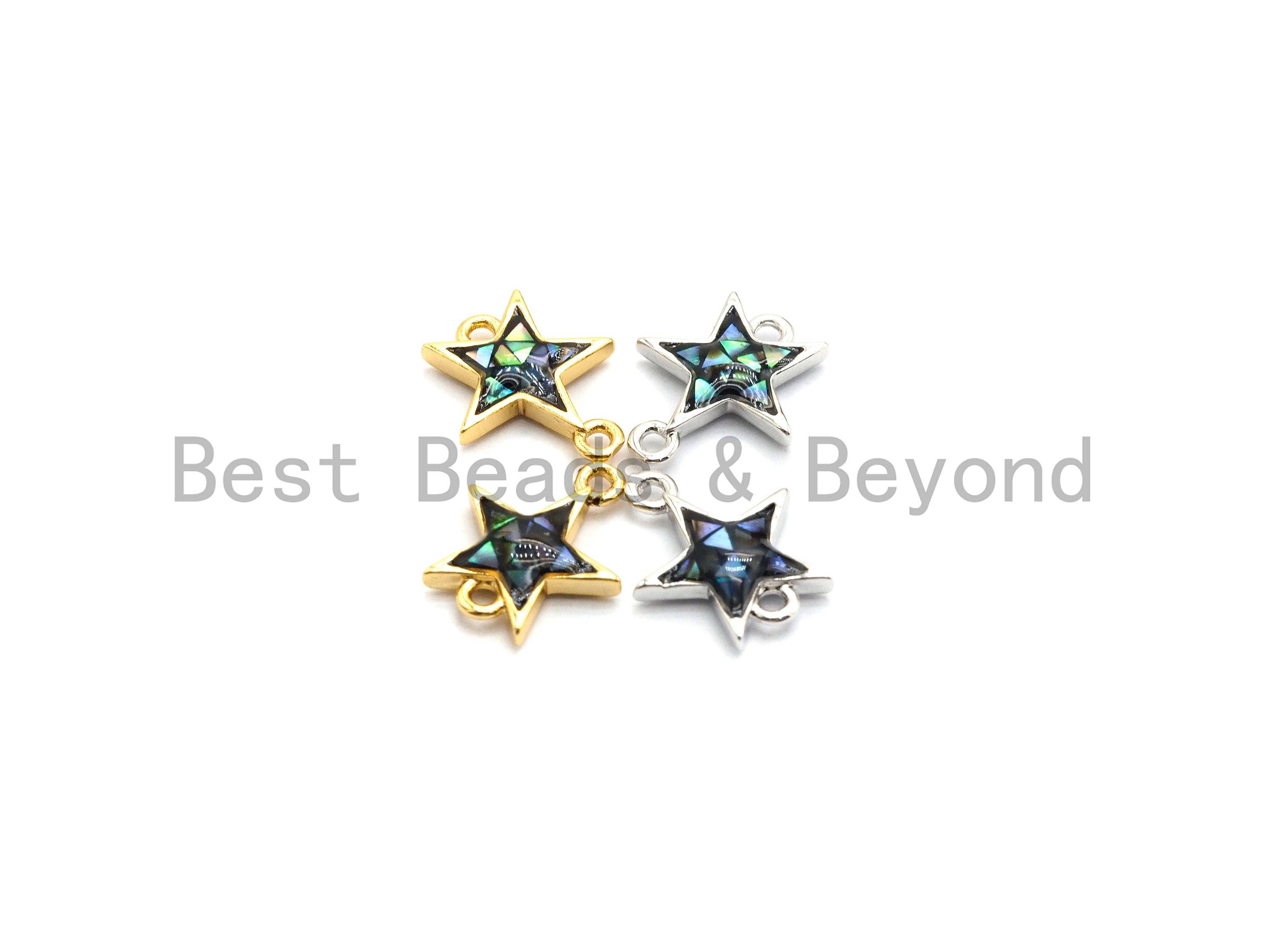 100% Natural Abalone Shell Five Star Connector, Gold/Silver Plated Abalone, Bracelet/ Necklace Making Connector, 11x13mm,SKU#Z299