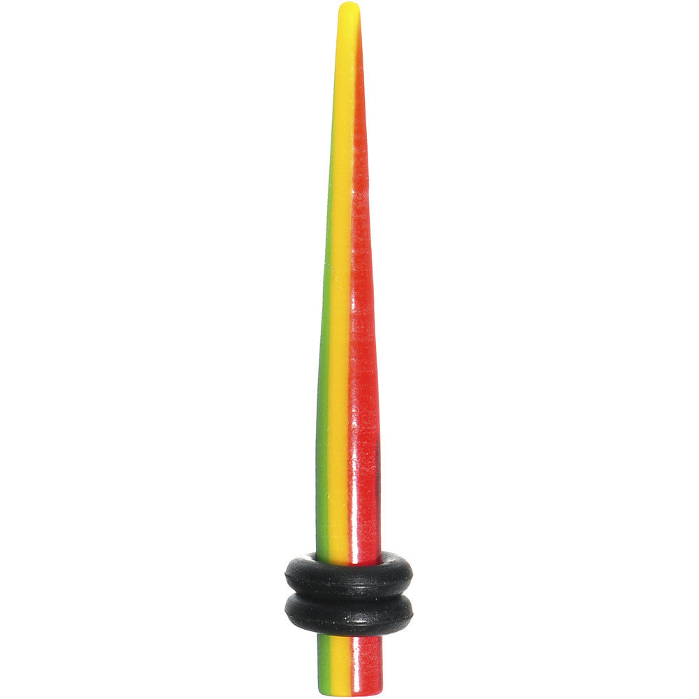 8G Acrylic Rasta Stripes Straight Taper