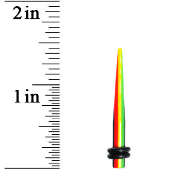 6G Acrylic Rasta Stripes Straight Taper