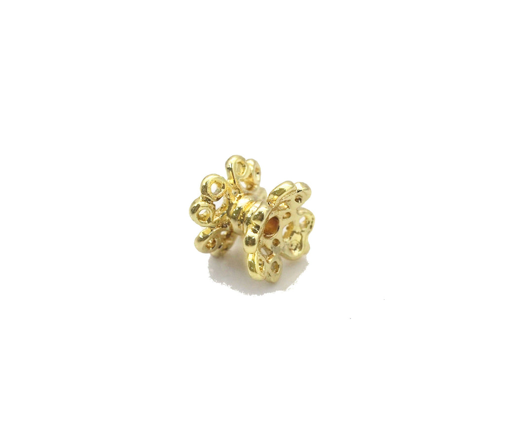 5pcs Gold Flower Tube Spacer Beads, Sku#ZX117