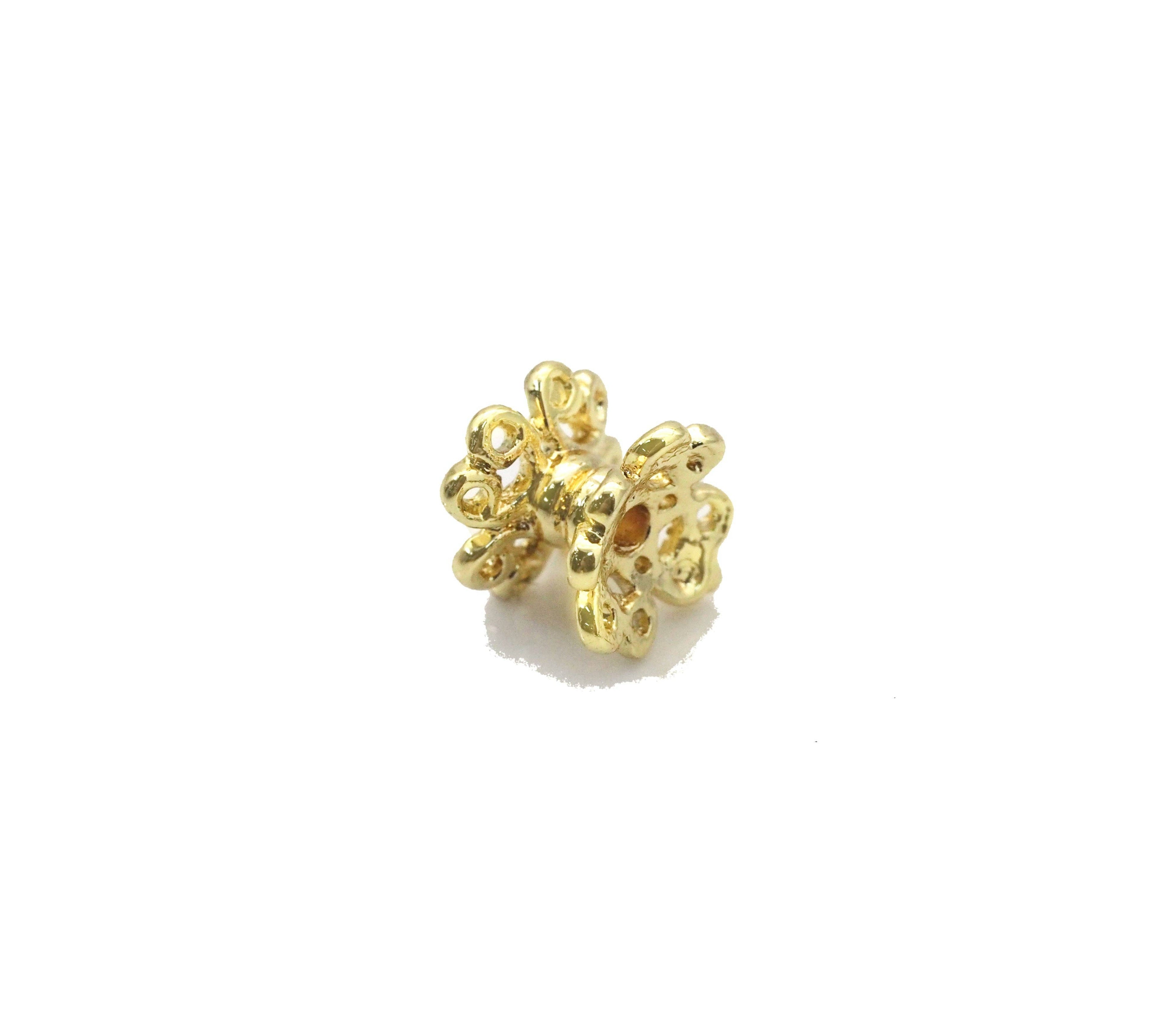 5pcs Gold Flower Tube Spacer Beads, Sku#ZX117