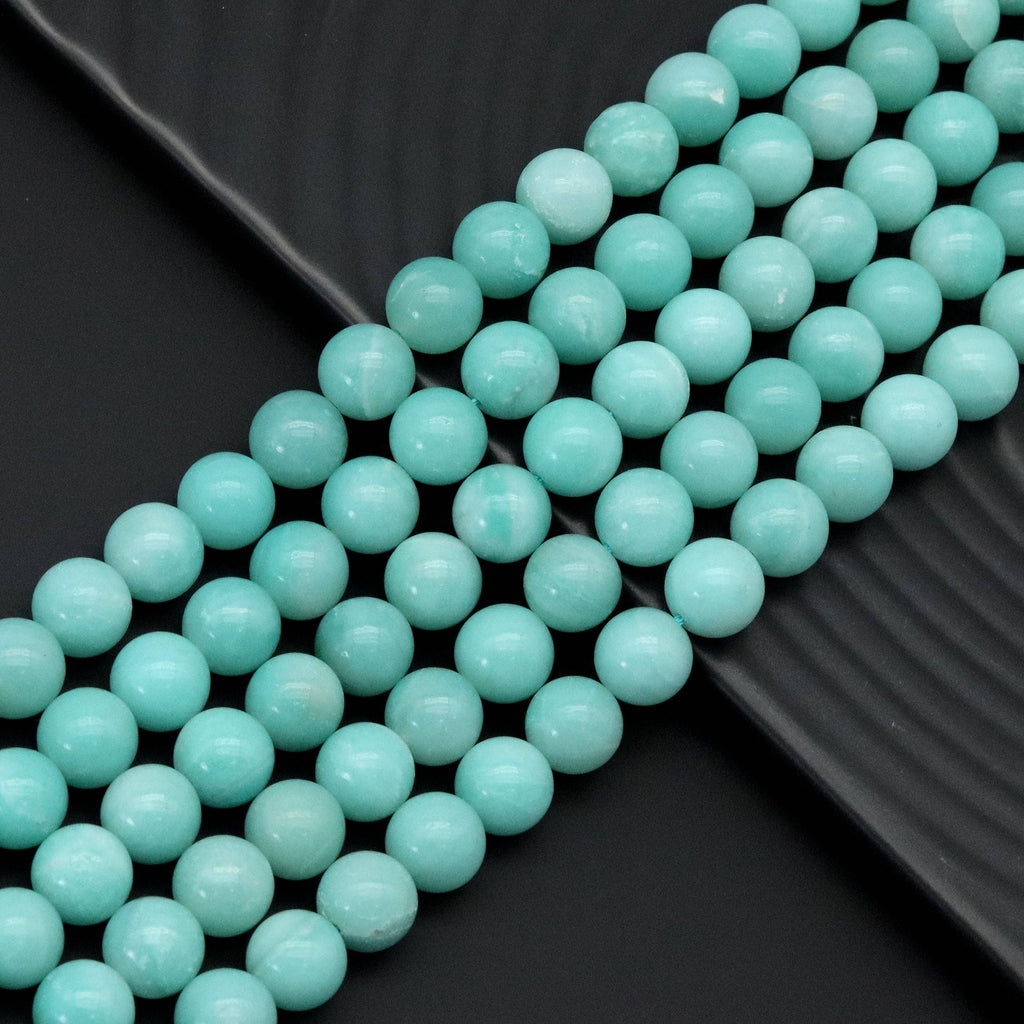 Genuine Amazonite Round Smooth Beads, Sku#U1777