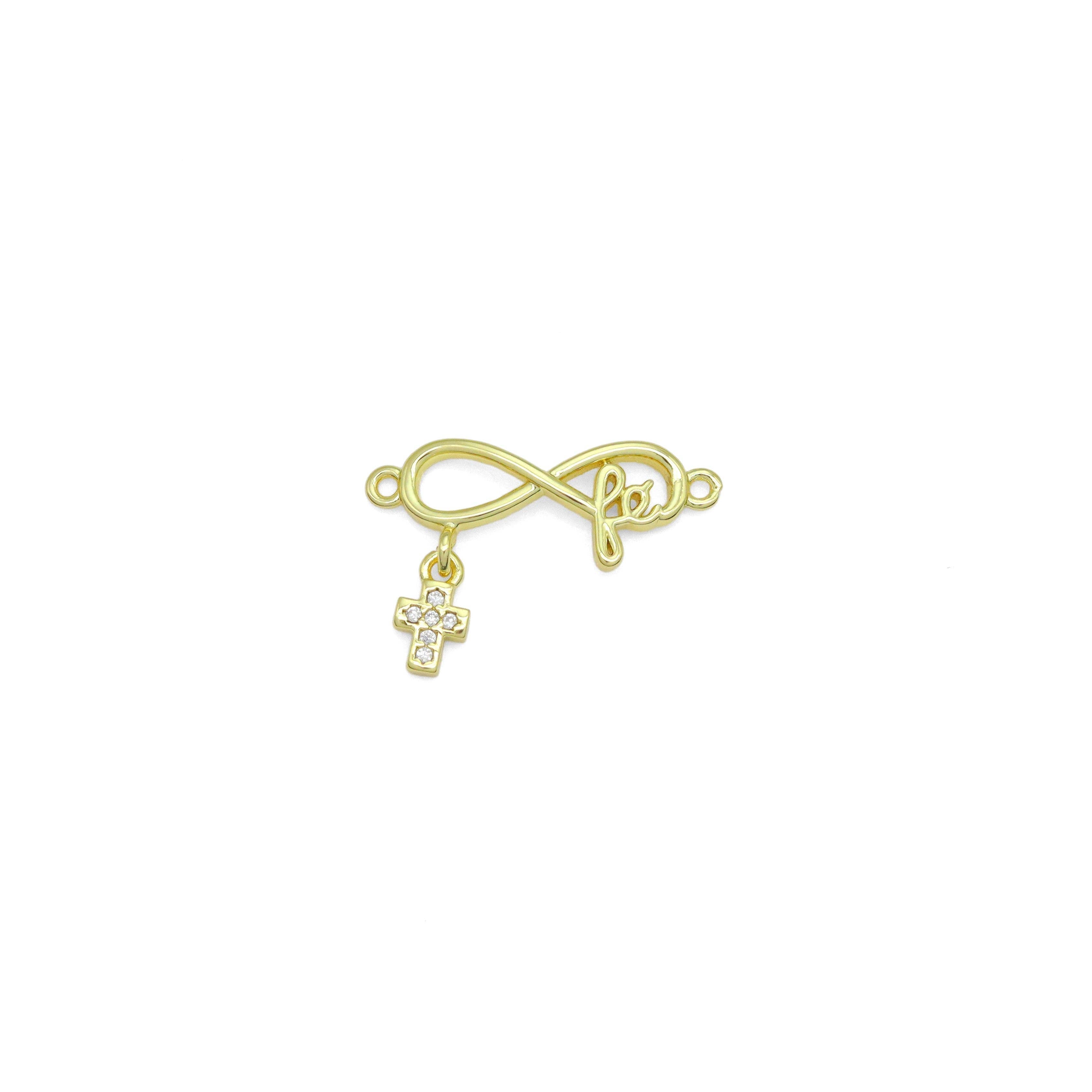 Gold Infinity With Cross Pendant Shape Charm Pendant, Sku#LK1053
