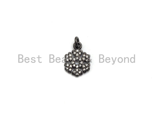CZ Micro Pave Snowflake Pendant/Charm, Cubic Zirconia Pendant, 10x13mm,sku#F649