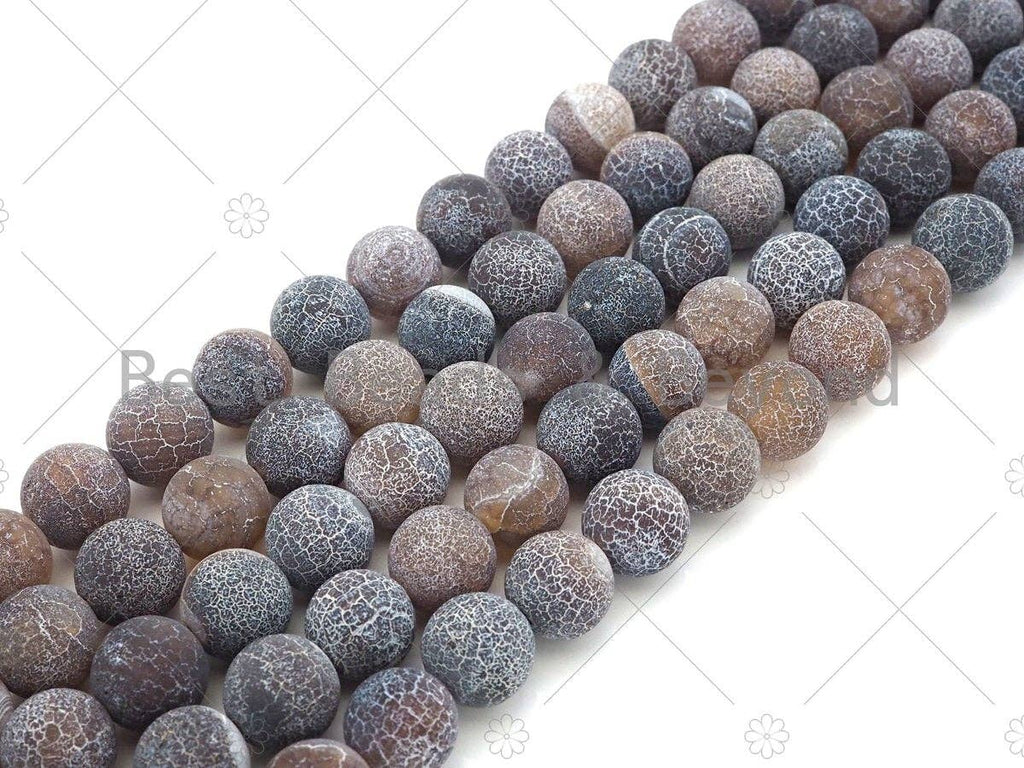 High Quality Natural Brown Frosted Matt Fire Agate, Round 6mm/8mm/10mm/12mm Brown Black Fire Agate, 15.5" Full Strand, sku#UA145