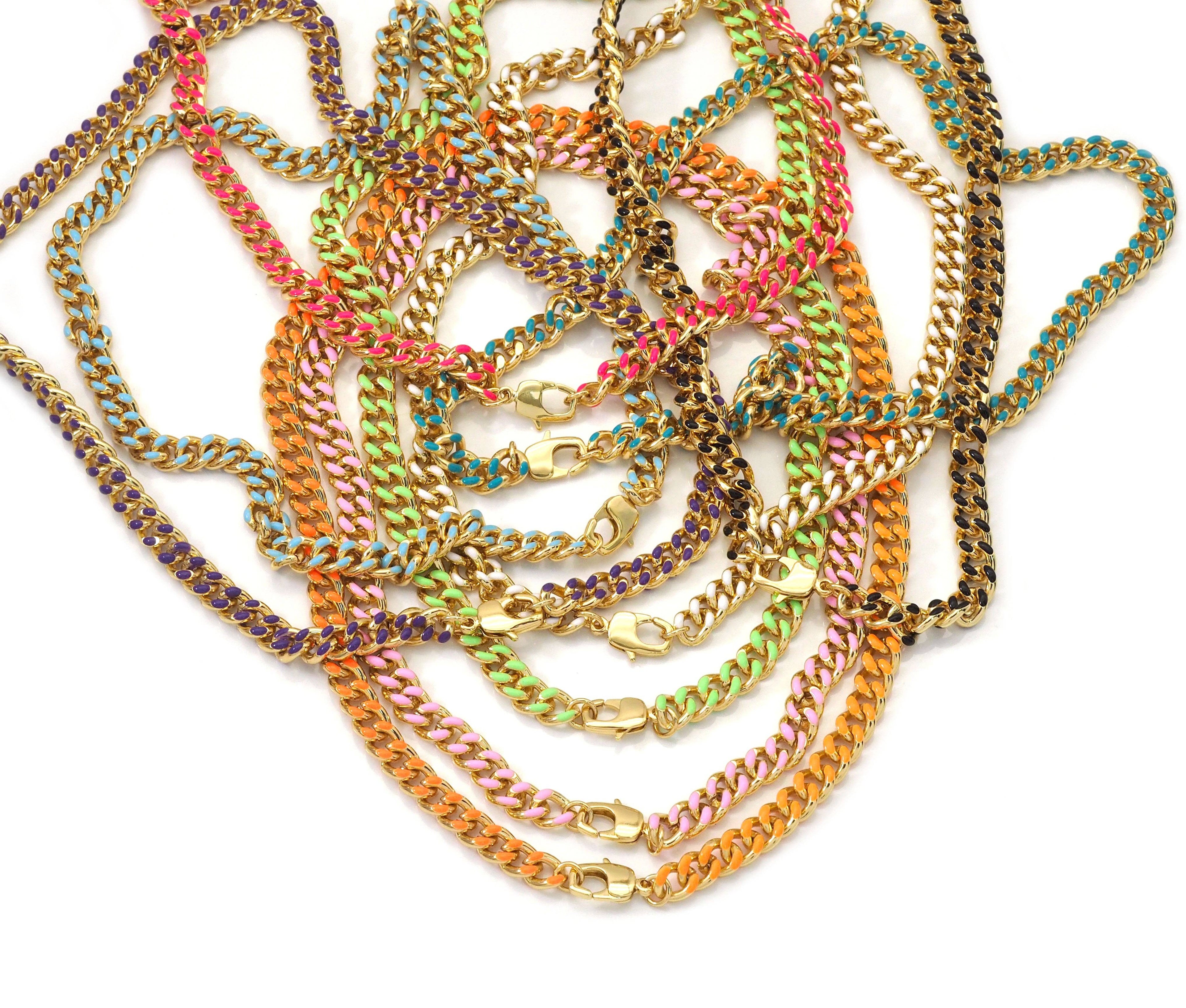High Quality Enamel Cuban Chain Necklace, sku#EF191