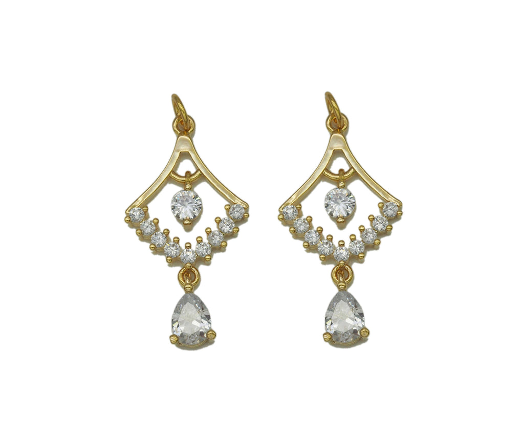 CZ Fan Shape Dangle Charm, Sku#ZX89