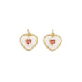 White Enamel Red Heart Charm, Sku#Y832
