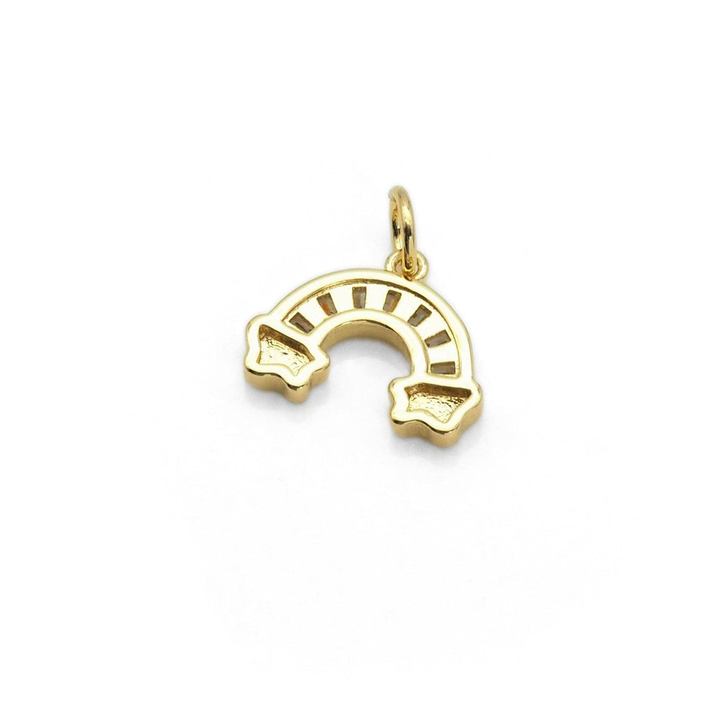 Clear CZ Gold Rainbow Shape Charm, Sku#LX222