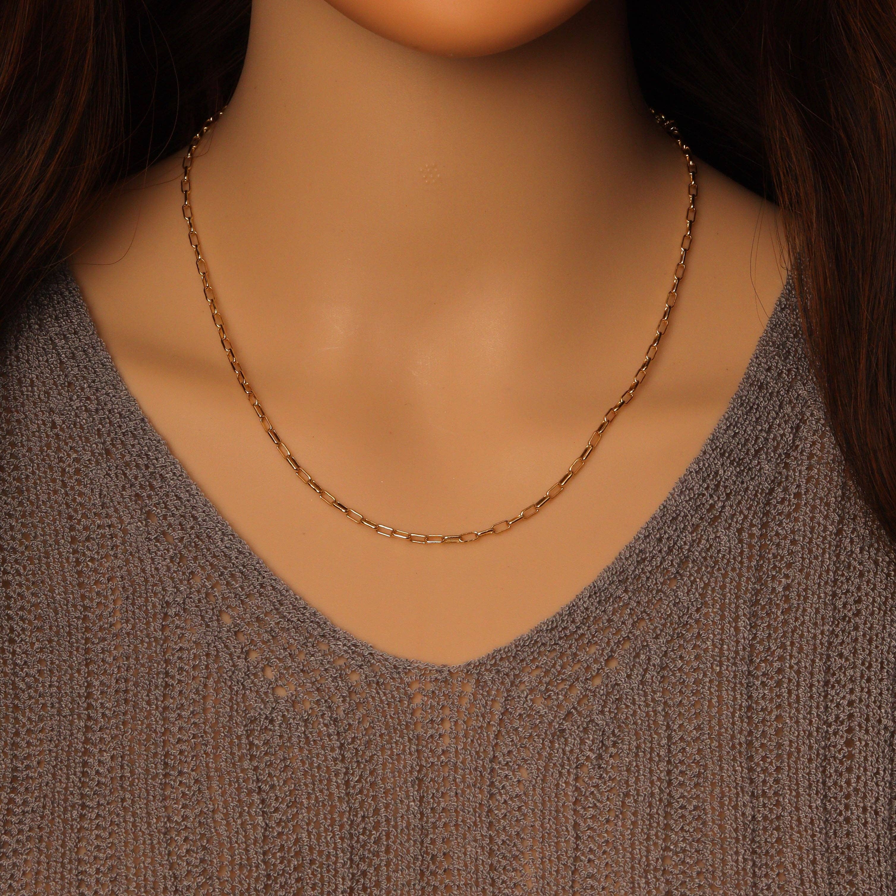 Gold Silver Thin Paperclip Chain by yard, sku#LX811