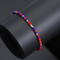 Red Blue Gold Mixed Beads Stretchy Bracelet, Patriotic July 4th Stretch, Sku#EF680