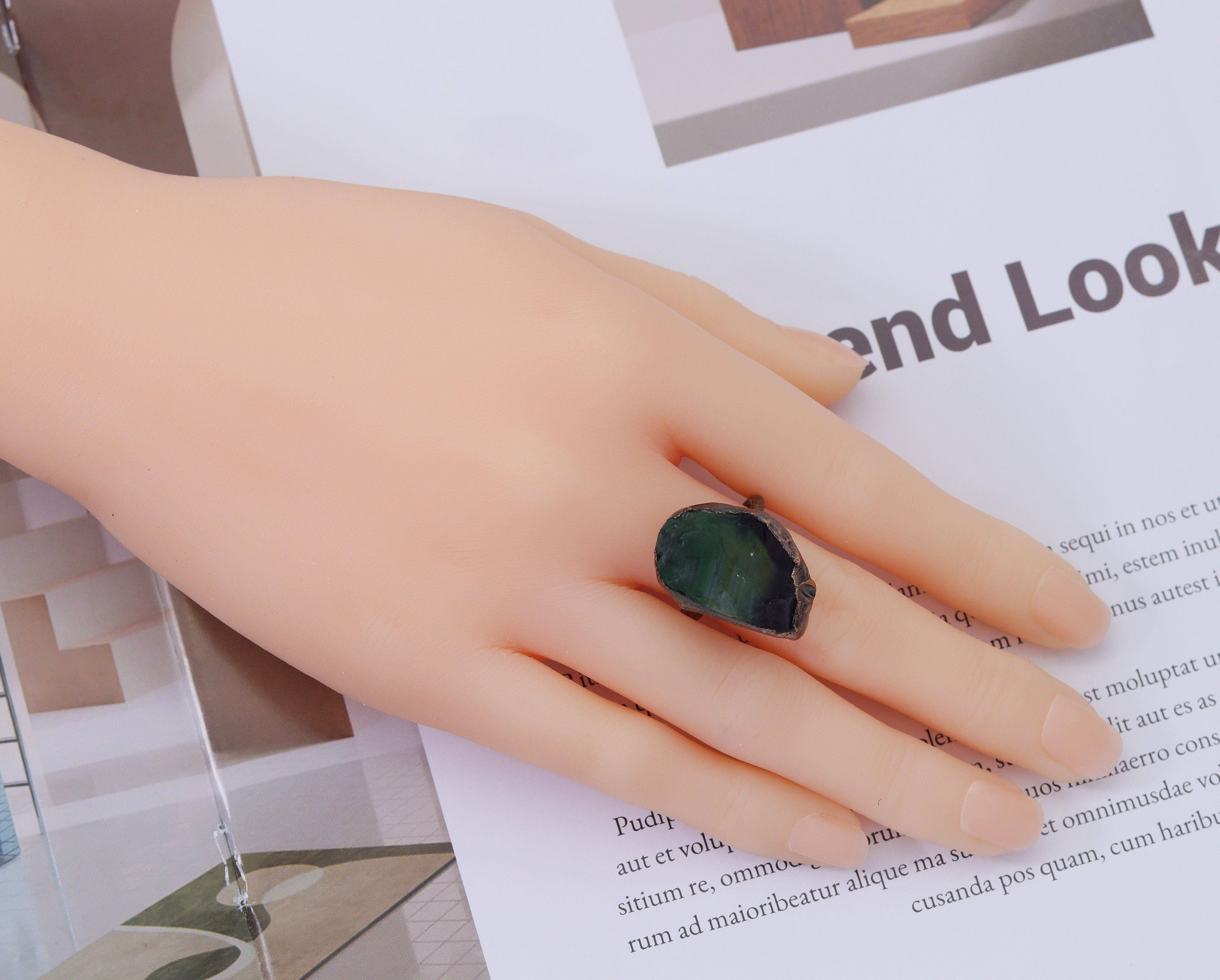 Green Fluorite Adjustable Ring, Sku#YT43