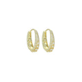 Square CZ Oval Drop Hoop Earrings, Sku#LD642
