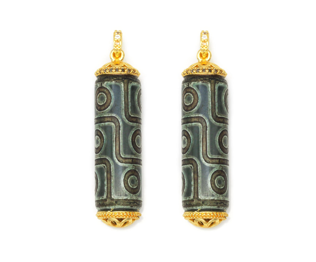CZ Tibetan Agate Pendant, Sku#EF120