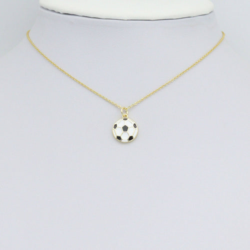 White Black Enamel Soccer Ball Charm Pendant,Sku#LX853