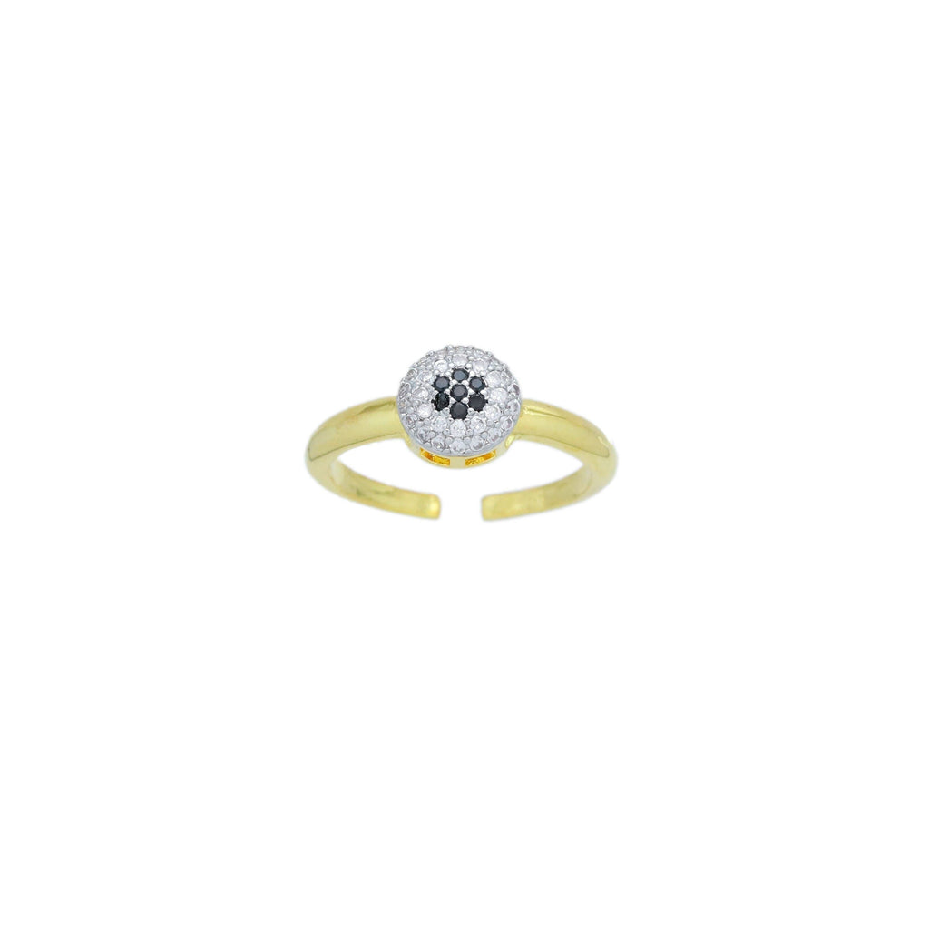 Dual Color CZ Evil eye Adjustable Ring, Sku#Y944