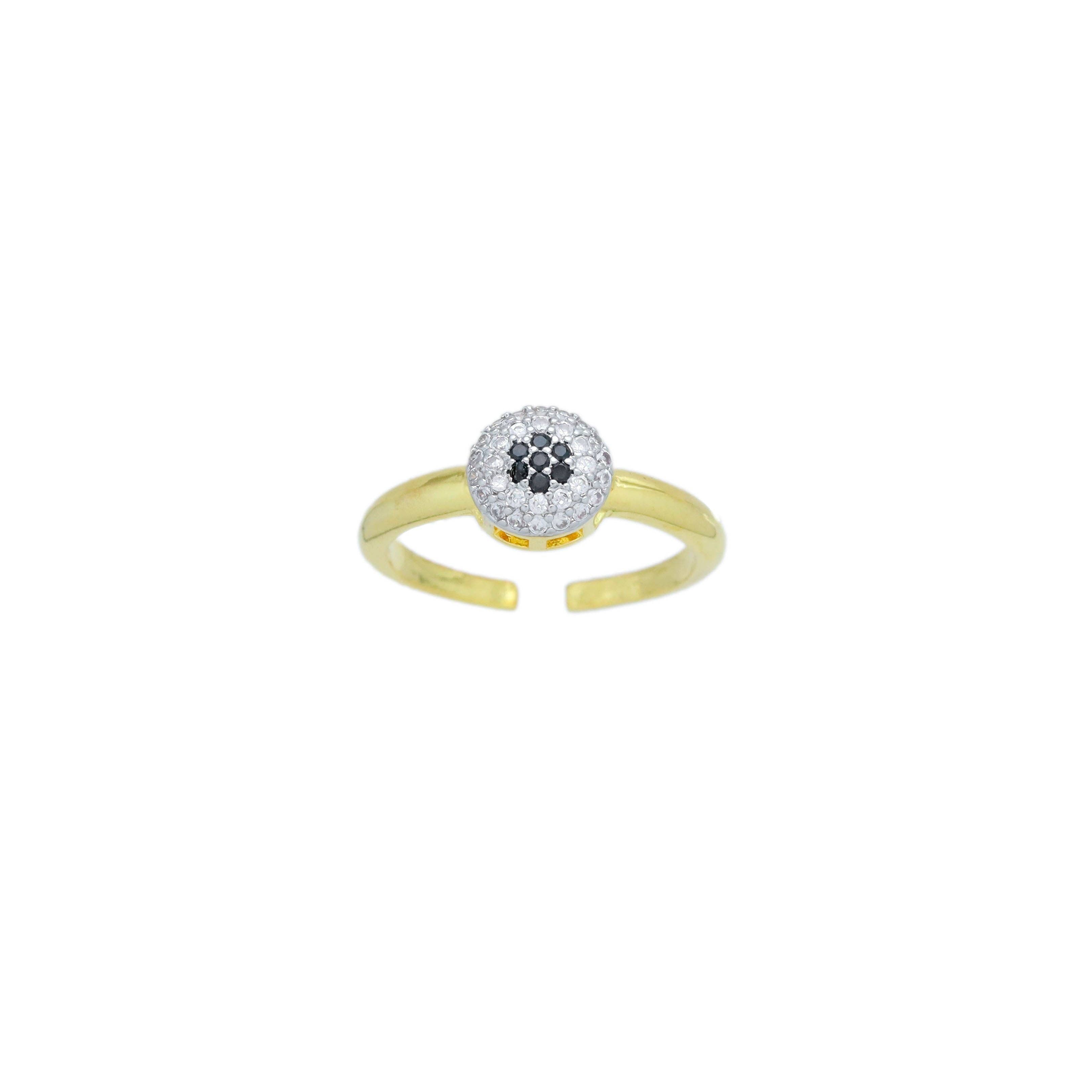 Dual Color CZ Evil eye Adjustable Ring, Sku#Y944
