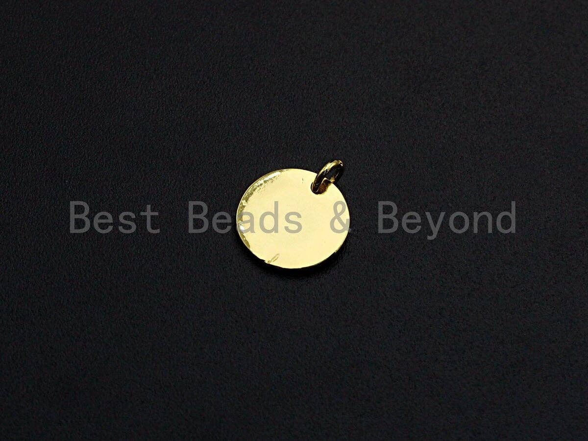 18K Gold Finish Evil Eye on Round Disc Pendant, Coin Pendant, Gold Coin Charm, 12mm, Sku#Z763