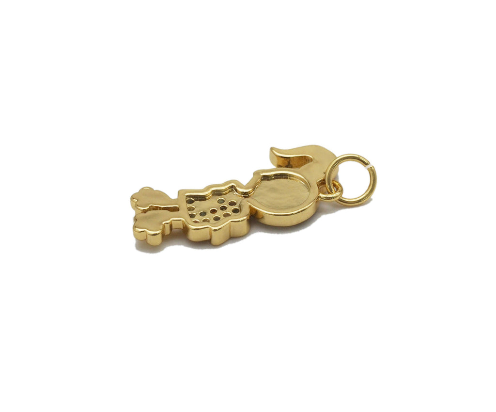 Gold Colorful CZ Enamel Girl Charm, Sku#Y737