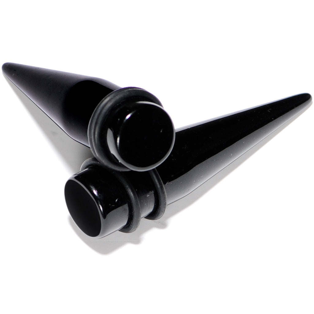 00G to 1 inch 18 Piece Black Acrylic Ear Stretching Taper Kit