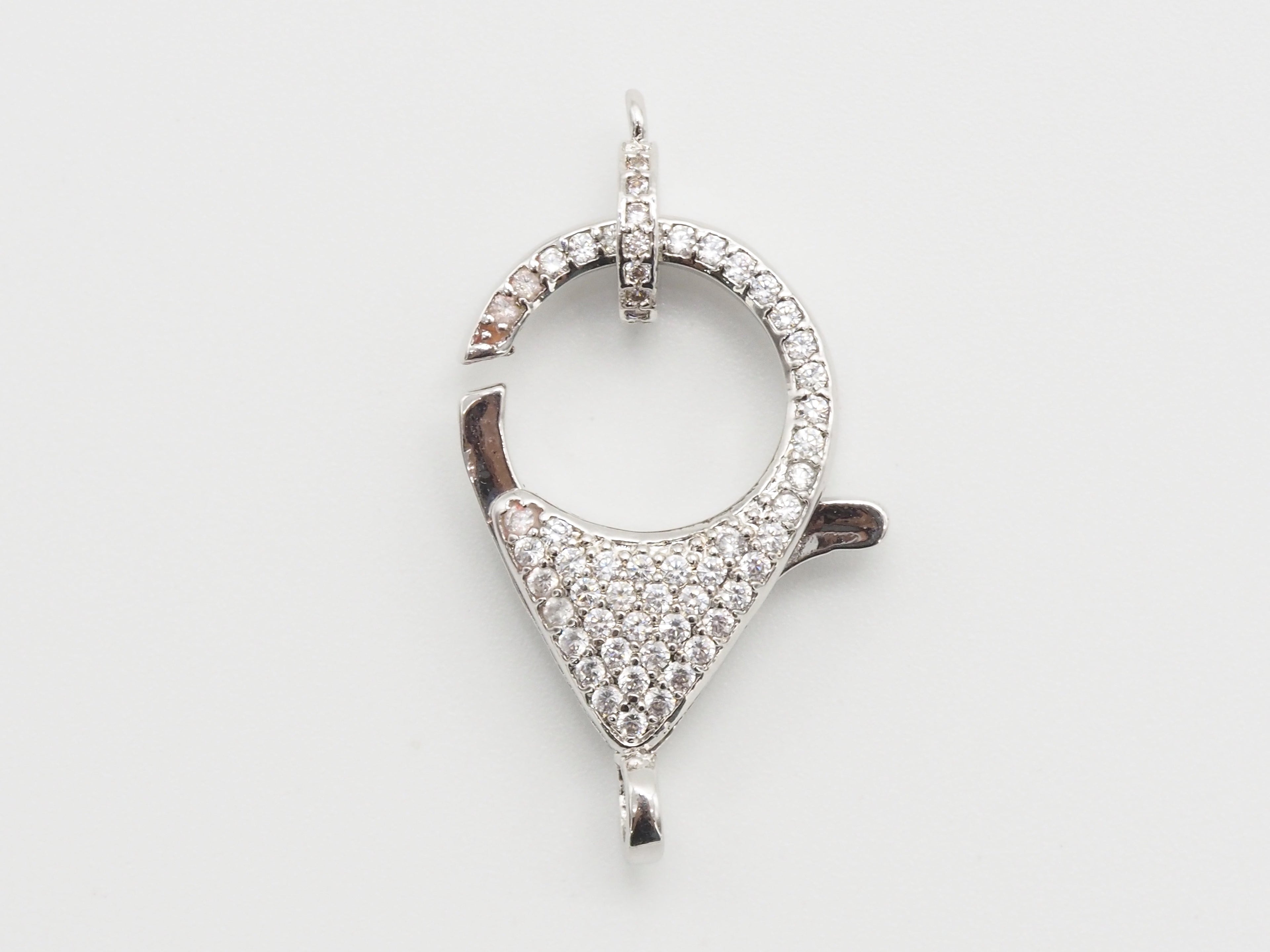 CZ Micro Pave Teardrop Lobster Claw Clasp, Cubic Zirconia Pa