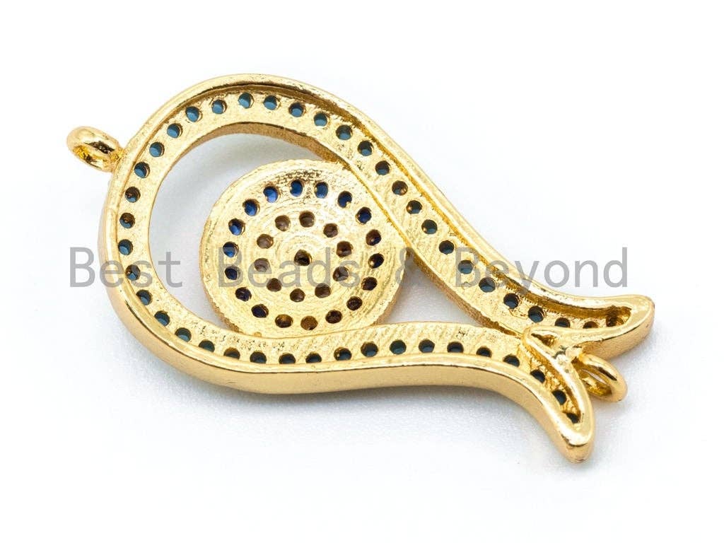 CZ Micro Pave Tulip Flower with Evil Eye Charm/Pendant,15x28mm,sku#M65