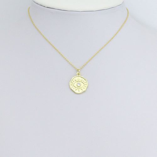 Gold Evil Eye Coin Charm Pendant,Sku#LX866