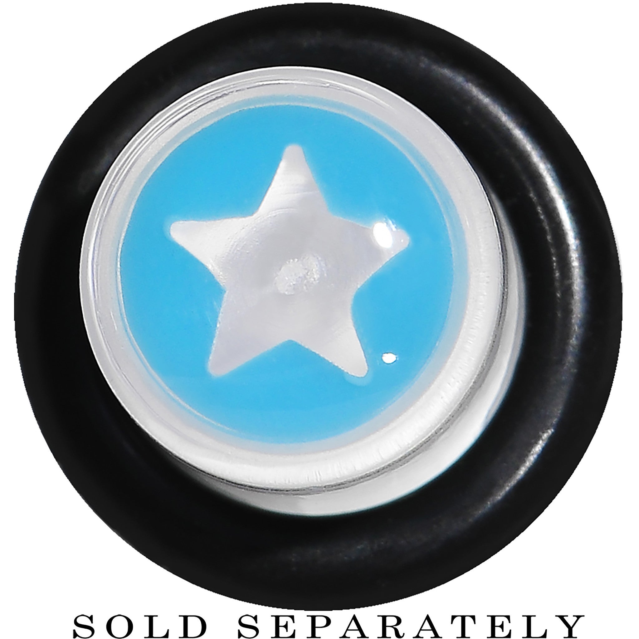 0G Clear Light Blue Acrylic Wish on a Star Taper