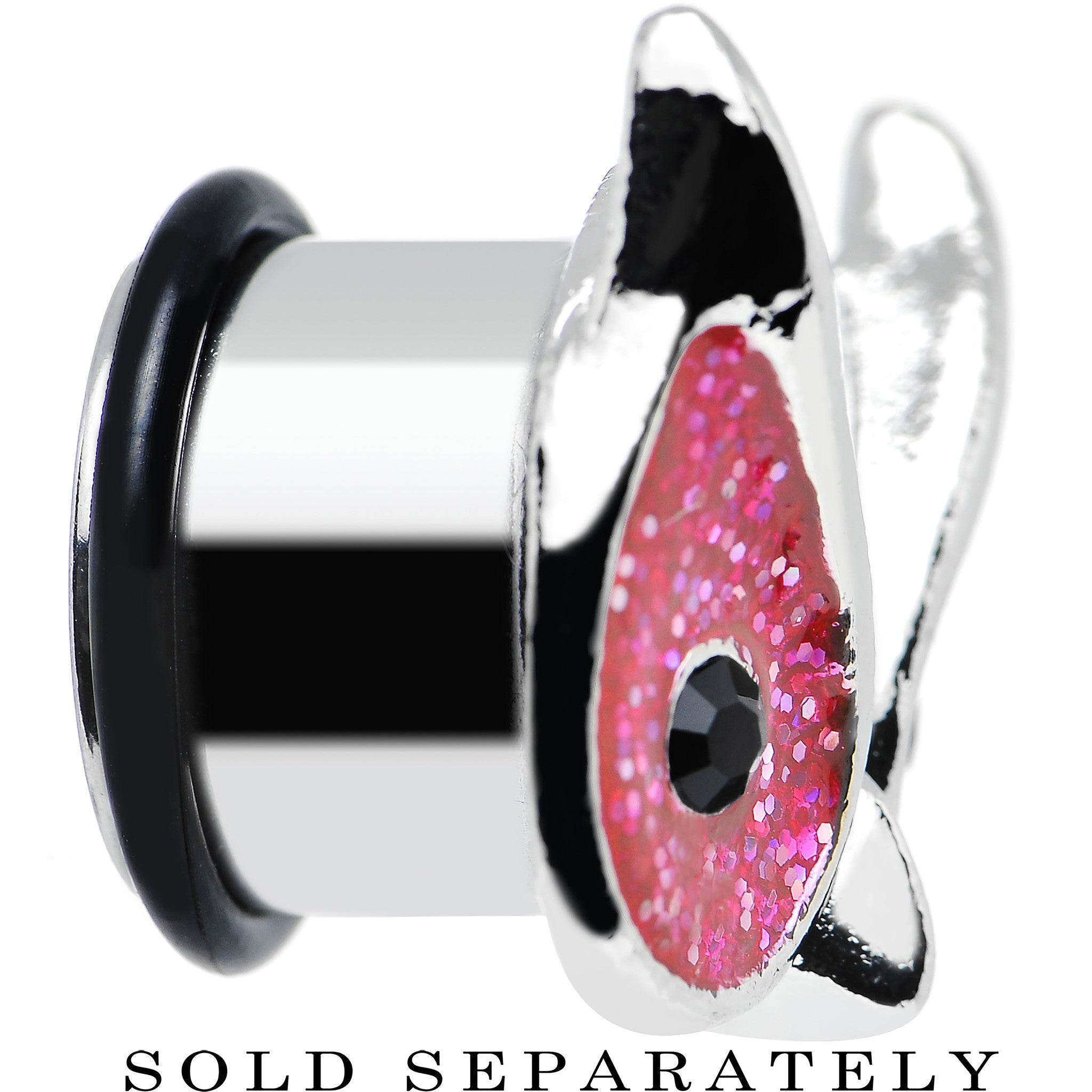 9/16 Pink Glitter Festive Owl Single Flare Steel Plug