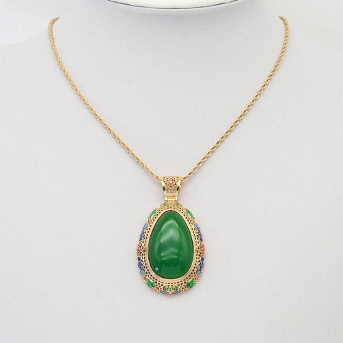 Large Colorful CZ Gold Yellow Green Jade Teardrop Charm, Sku#LX343