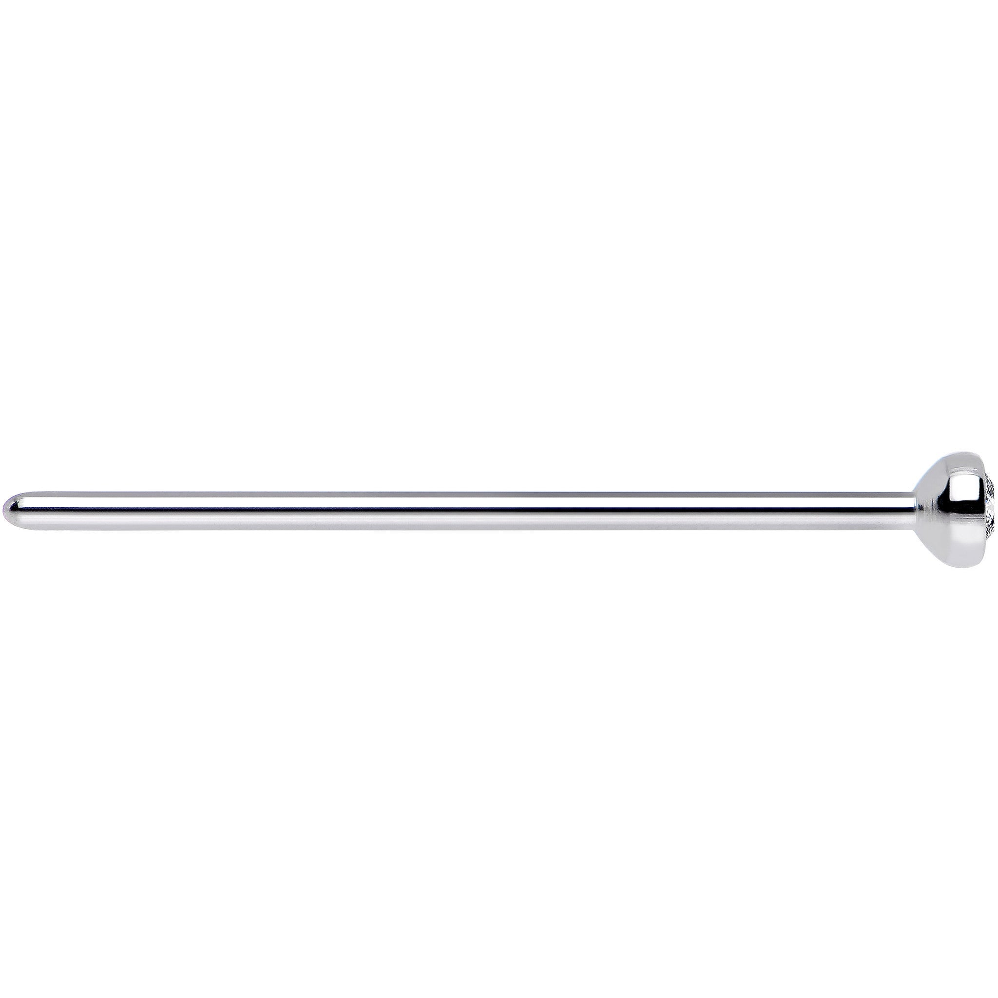 20G 3/4 Clear CZ Steel Straight Fishtail Nose Ring 2.5mm