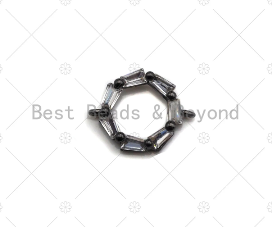 Cute Baguette Clear CZ Micro Pave Round Ring Connector, O Ring Link Connector, Spacer Connector, 8x10mm,sku#Y291