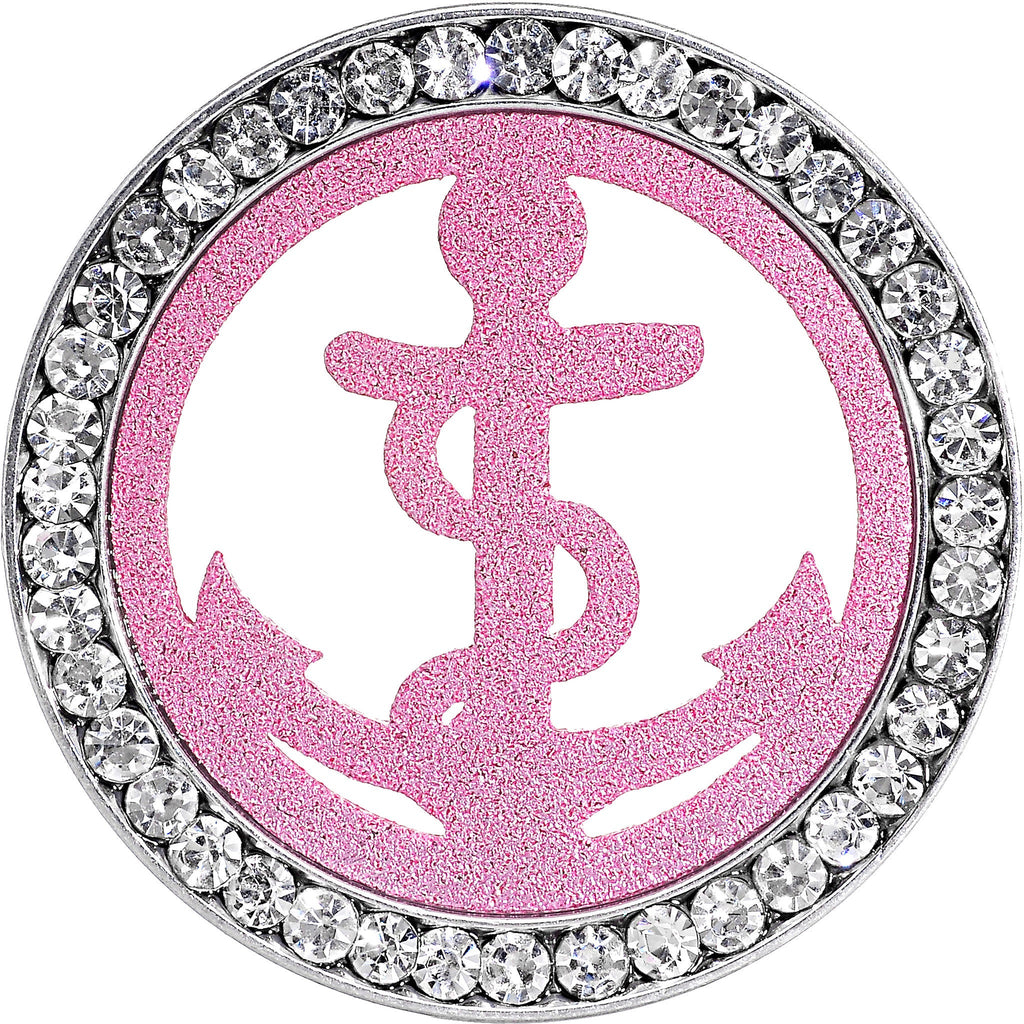 7/8 Stainless Steel Clear Gem Pink Anchor Tunnel Plug