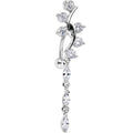 Clear Gem Swirl Teardrop Top Mount Dangle Belly Ring