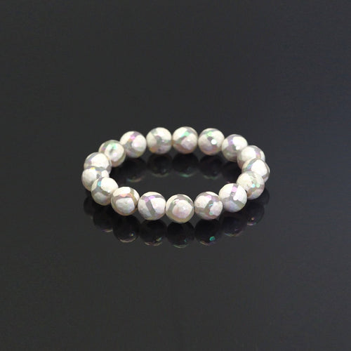 AB Mystic Football Agate Stretchy Bracelet, Sku#EF426