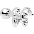 16G 1/4 Stainless Steel Clear CZ Butterfly Cartilage Earring
